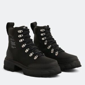 Black Women's Combat Boots - Lace-Up Moto Style